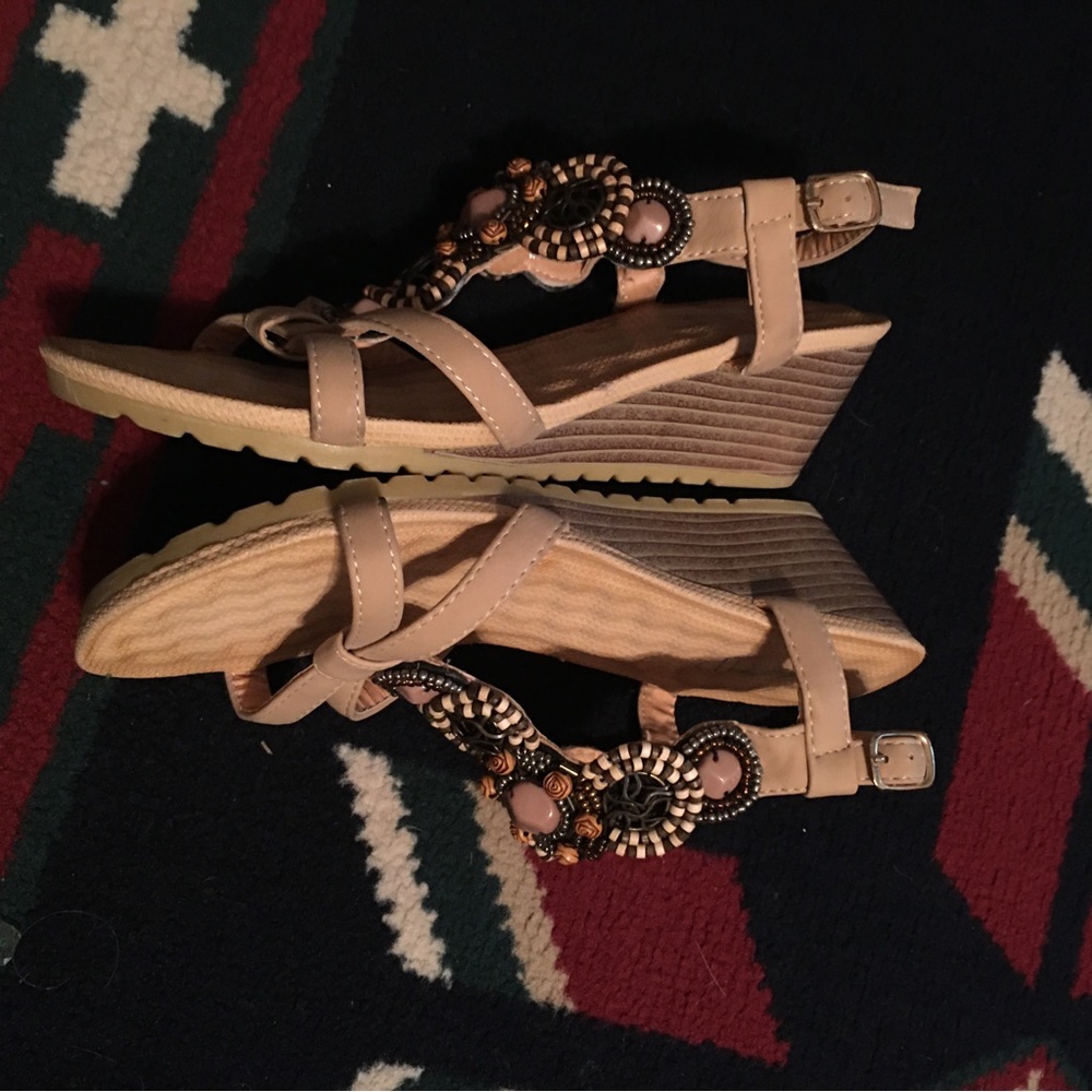 Beaded sandels with platform heel size 8 inches